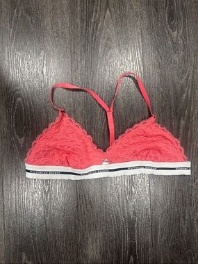Victoria's Secret Coral Lace Triangle Bralette with Logo Band